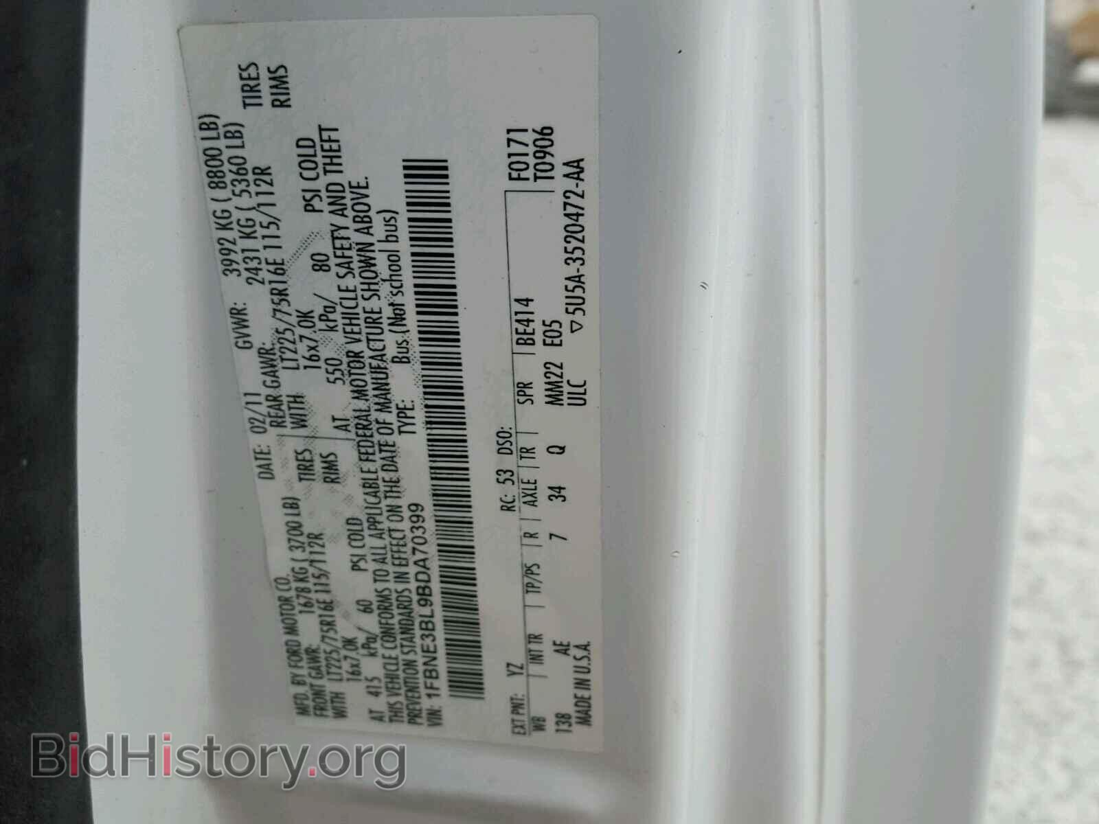 2011 FORD ECONOLINE - VIN: 1FBNE3BL9BDA70399 - Photo 10