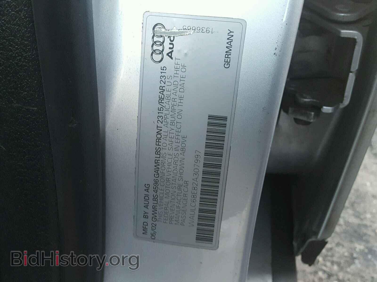 2002 AUDI A4 - VIN: WAULC68E82A307997 - Photo 10