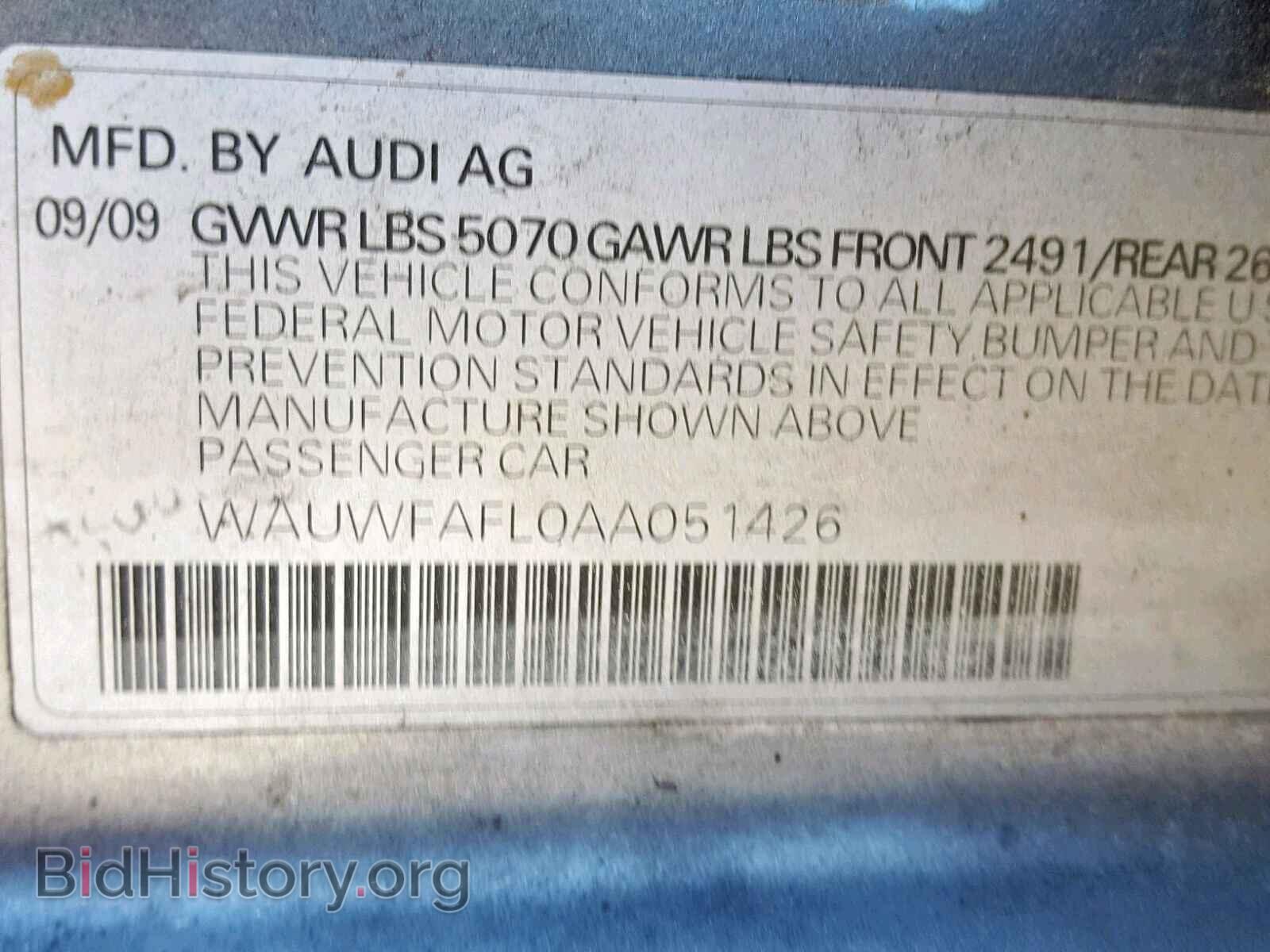 2010 AUDI A4 - VIN: WAUWFAFL0AA051426 - Фото 10