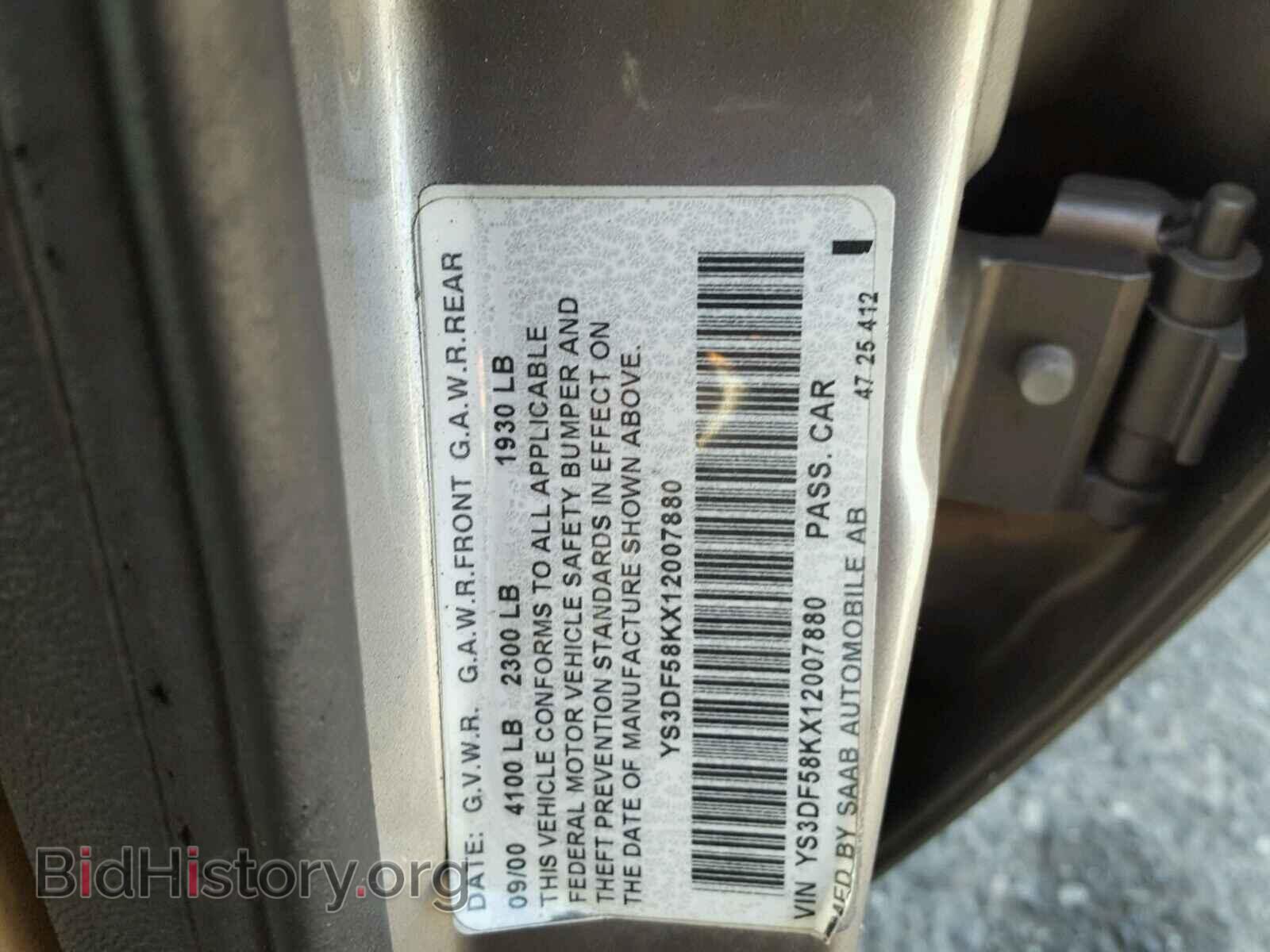 2001 SAAB 9 3 - VIN: YS3DF58KX12007880 - Фото 10