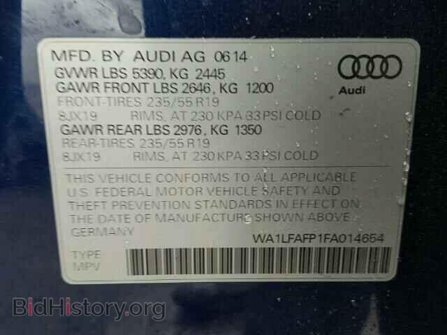 2015 AUDI Q5 - VIN: WA1LFAFP1FA014654 - Фото 10