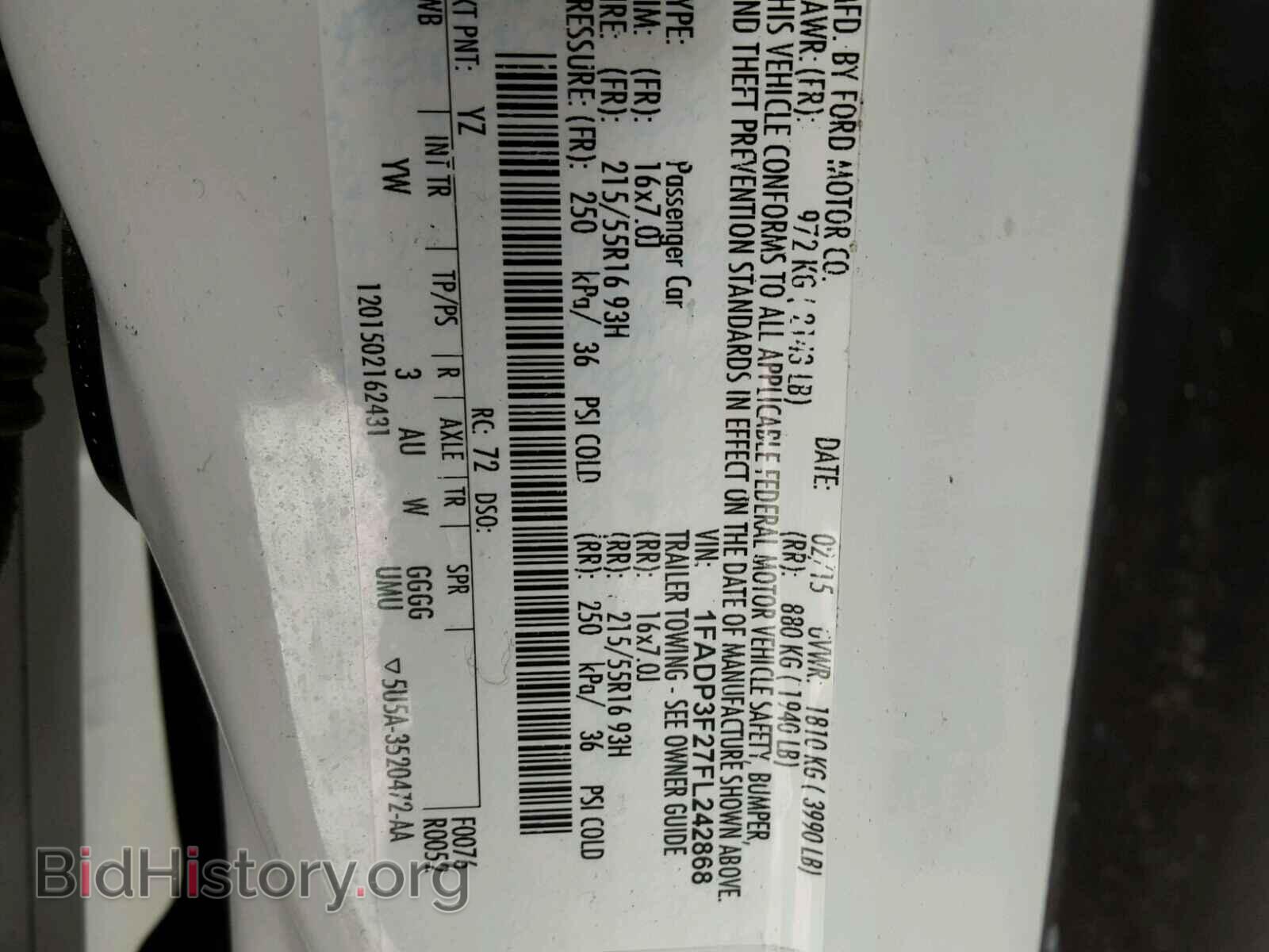 2015 FORD FOCUS - VIN: 1FADP3F27FL242868 - Фото 10