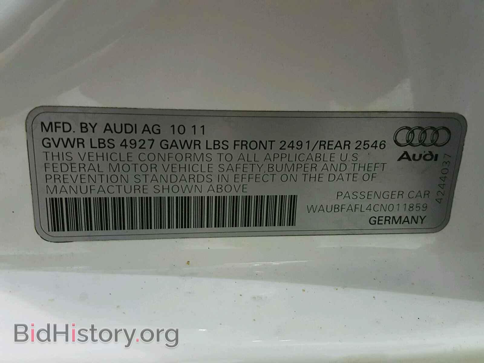 2012 AUDI A4 - VIN: WAUBFAFL4CN011859 - Photo 10