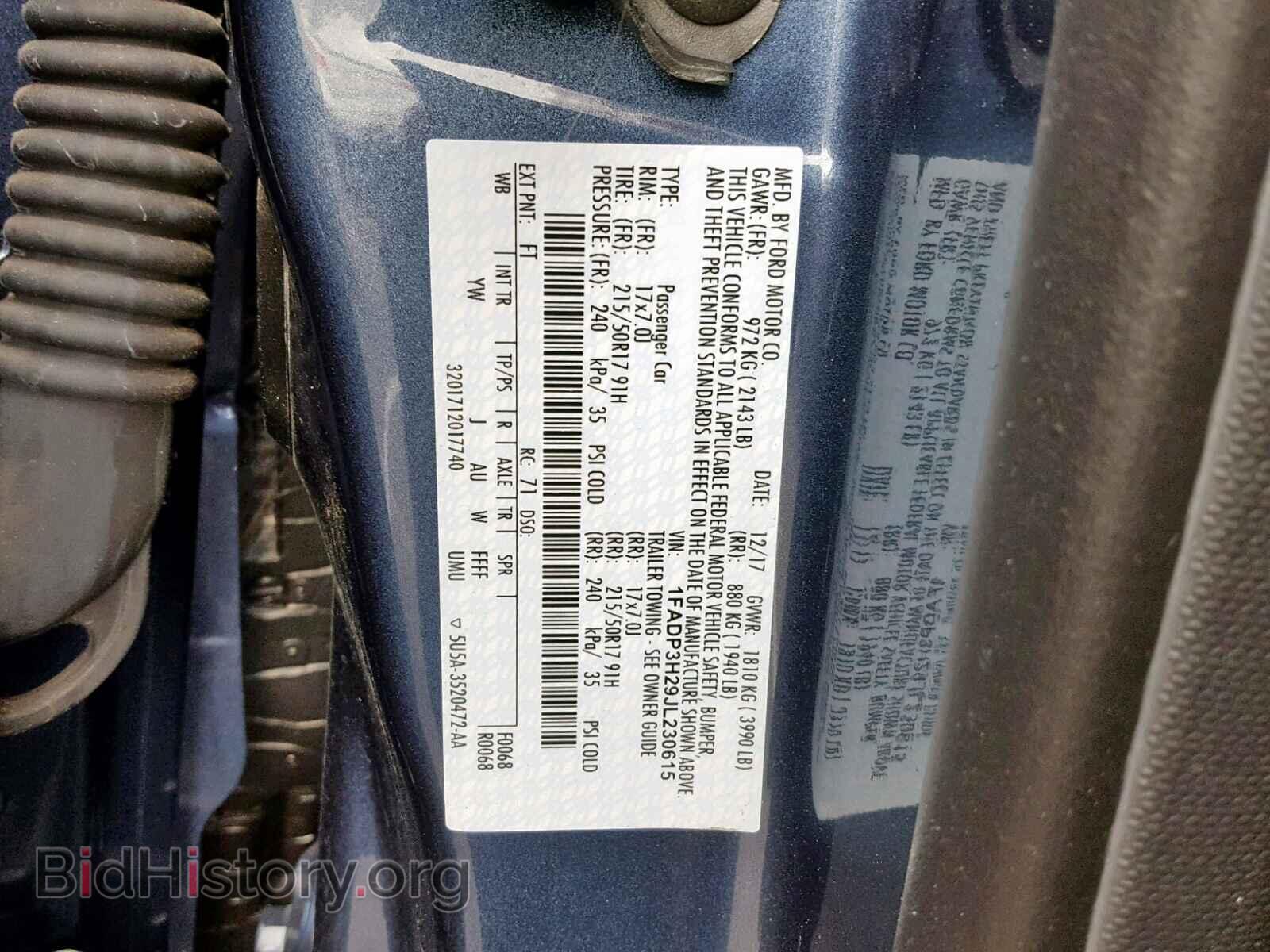 2018 FORD FOCUS - VIN: 1FADP3H29JL230615 - Фото 10