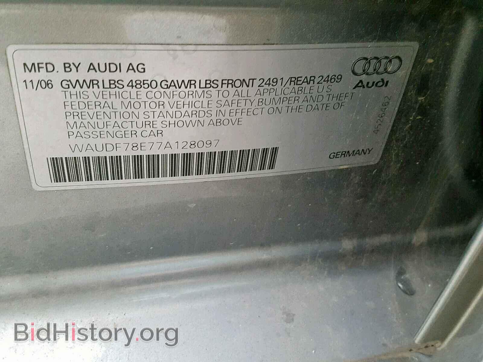 2007 AUDI A4 - VIN: WAUDF78E77A128097 - Фото 10
