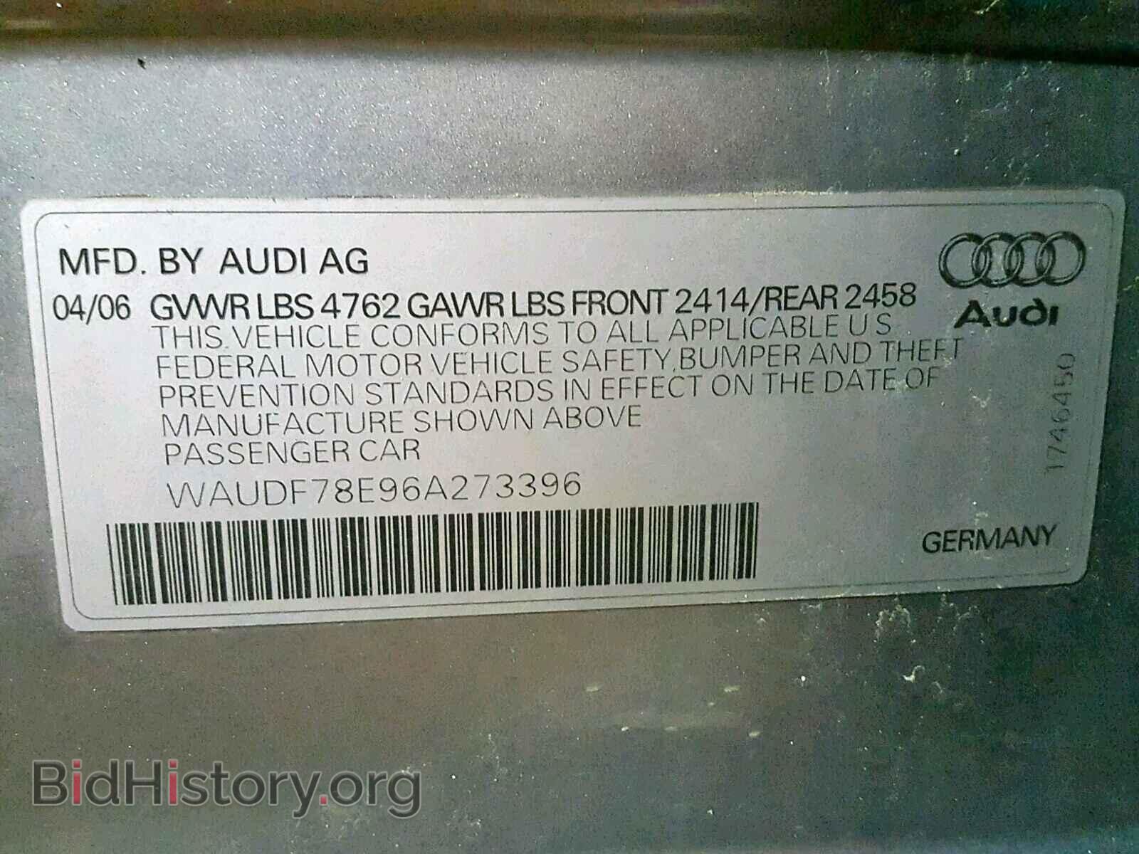 2006 AUDI A4 - VIN: WAUDF78E96A273396 - Фото 10