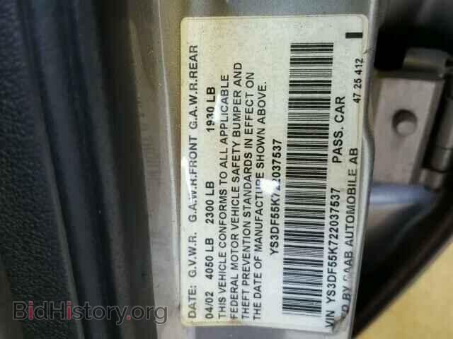 2002 SAAB 9 3 - VIN: YS3DF55K722037537 - Фото 10