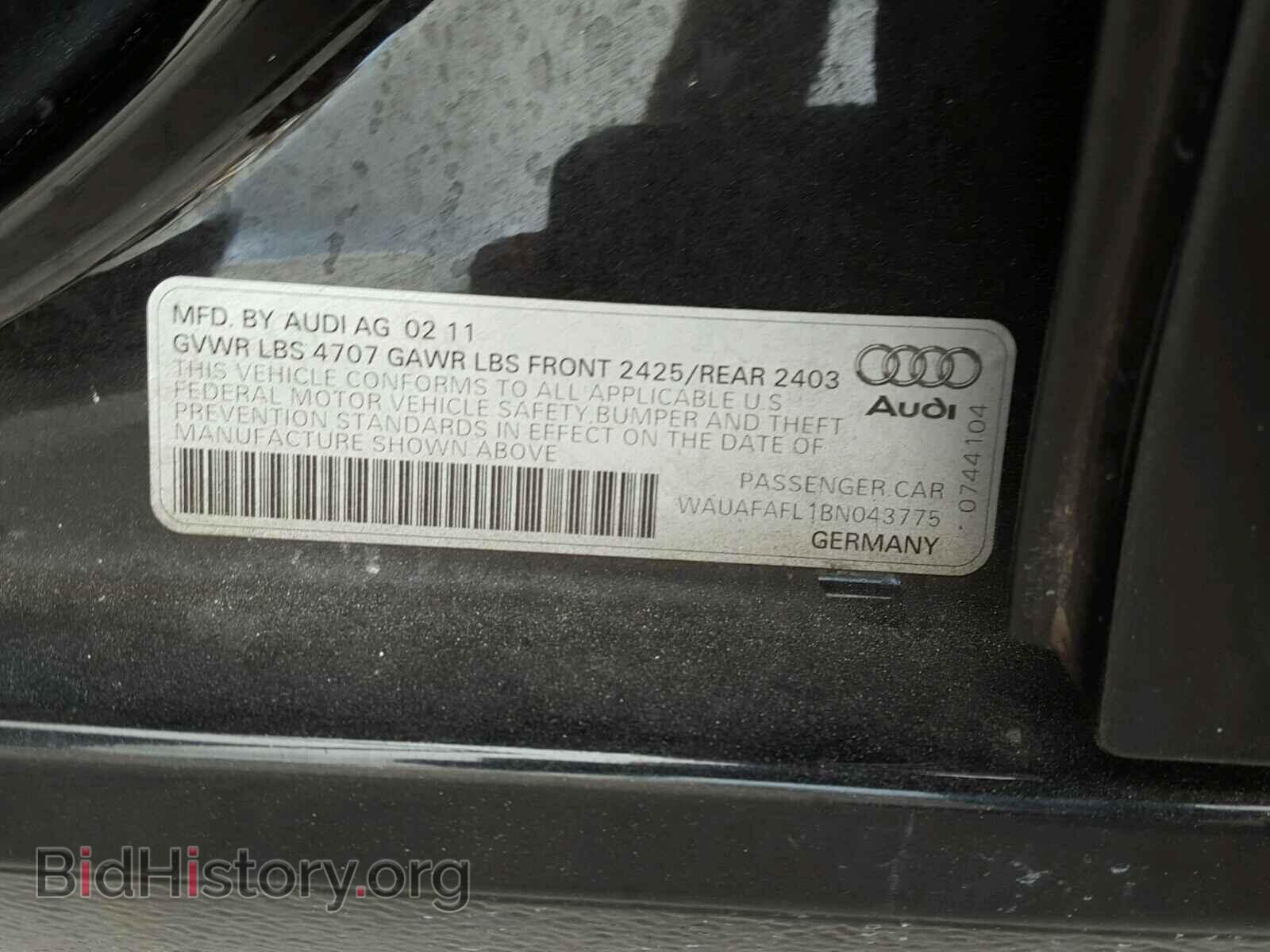 2011 AUDI A4 - VIN: WAUAFAFL1BN043775 - Фото 10