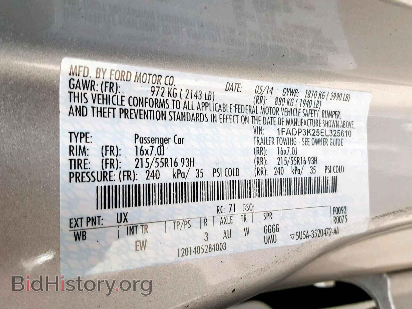 2014 FORD FOCUS SE - VIN: 1FADP3K25EL325610 - Фото 10