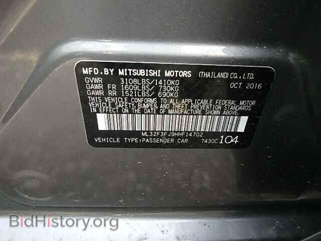 2017 MITSUBISHI MIRAGE - VIN: ML32F3FJ9HHF14702 - Фото 10