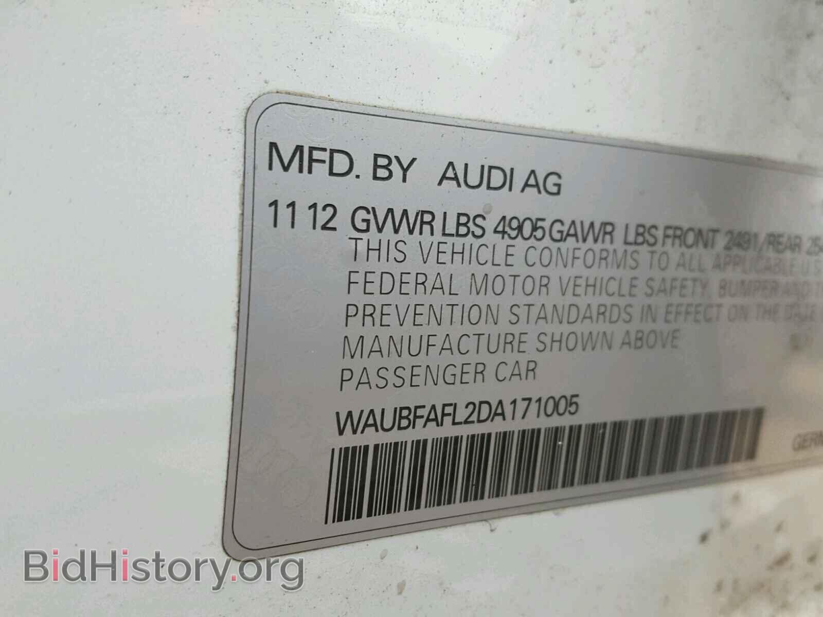 2013 AUDI A4 - VIN: WAUBFAFL2DA171005 - Фото 10