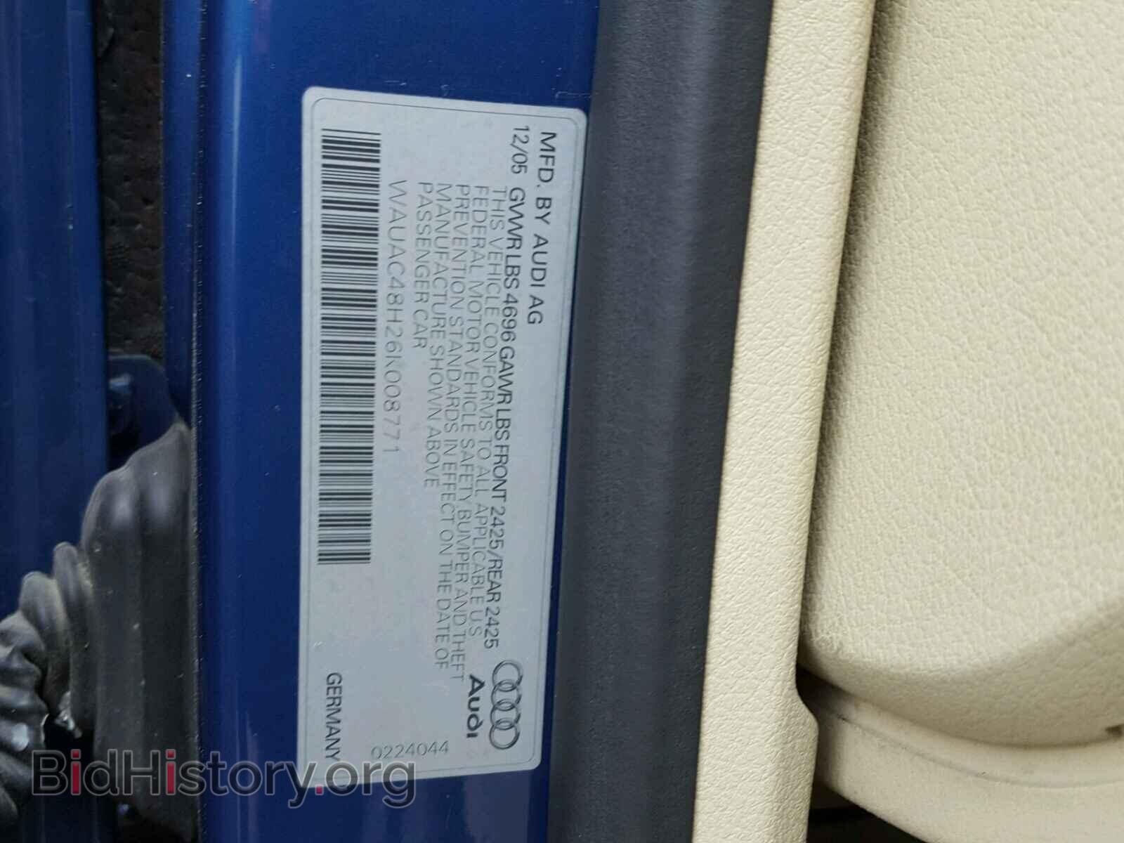 2006 AUDI A4 - VIN: WAUAC48H26K008771 - Фото 10