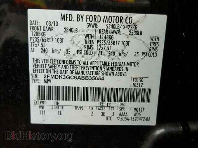 2010 FORD EDGE - VIN: 2FMDK3GC6ABB35654 - Фото 10