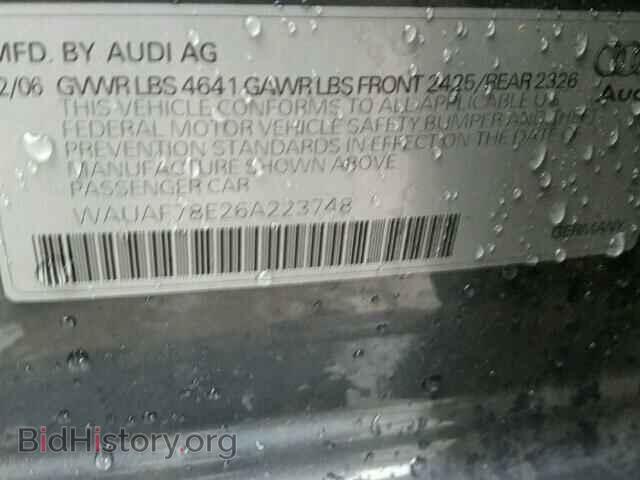 2006 AUDI A4 - VIN: WAUAF78E26A223748 - Фото 10