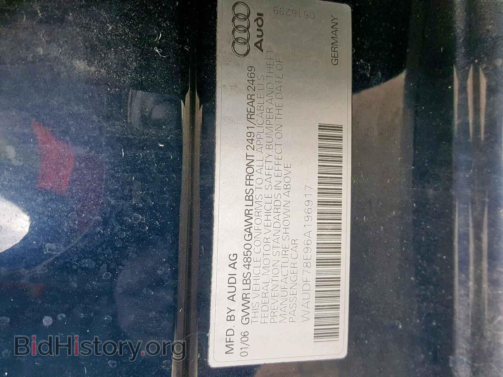 2006 AUDI A4 - VIN: WAUDF78E96A196917 - Фото 10