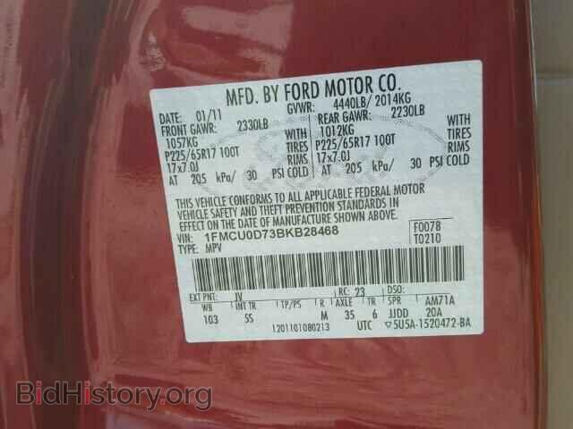 2011 FORD ESCAPE - VIN: 1FMCU0D73BKB28468 - Фото 10