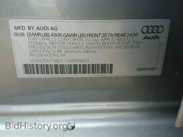 2007 AUDI A4 - VIN: WAUDH78E47A080603 - Фото 10