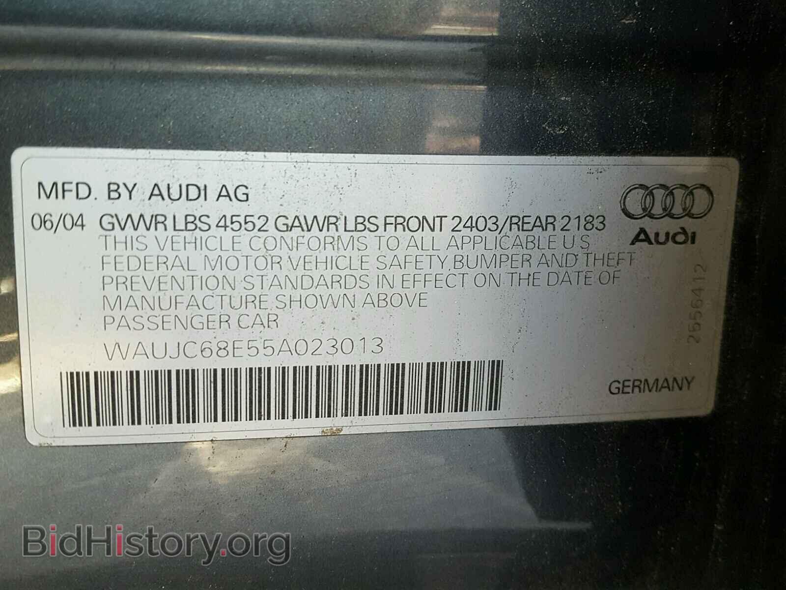 2005 AUDI A4 - VIN: WAUJC68E55A023013 - Фото 10