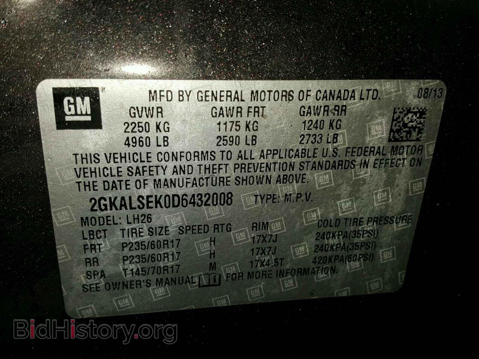 2013 GMC TERRAIN - VIN: 2GKALSEK0D6432008 - Photo 10