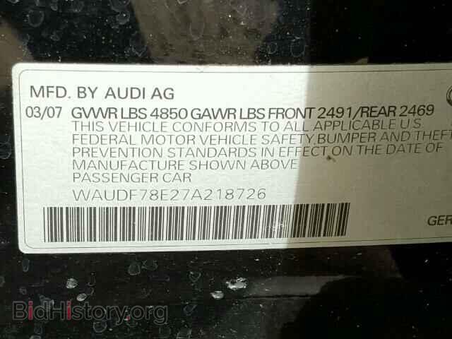 2007 AUDI A4 - VIN: WAUDF78E27A218726 - Фото 10