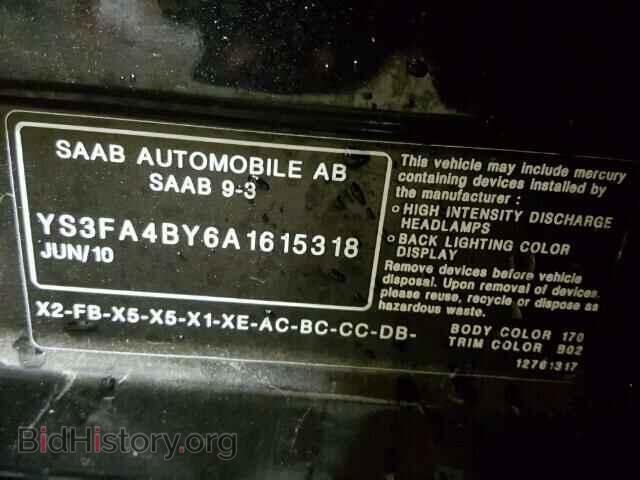 2010 SAAB 9 3 - VIN: YS3FA4BY6A1615318 - Фото 10