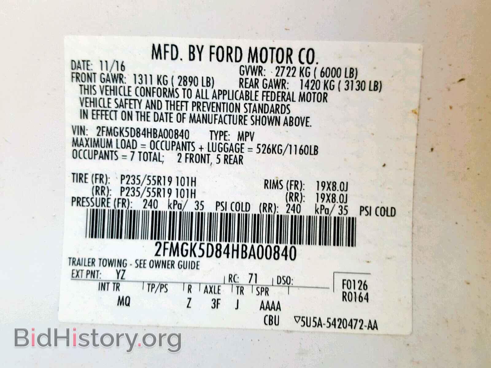 2017 FORD FLEX LIMIT - VIN: 2FMGK5D84HBA00840 - Photo 10