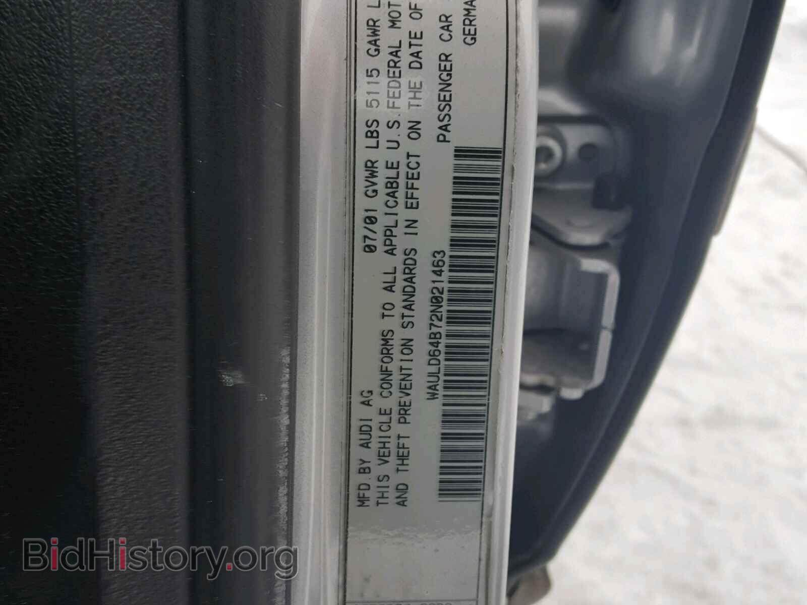 2002 AUDI A6 - VIN: WAULD64B72N021463 - Фото 10