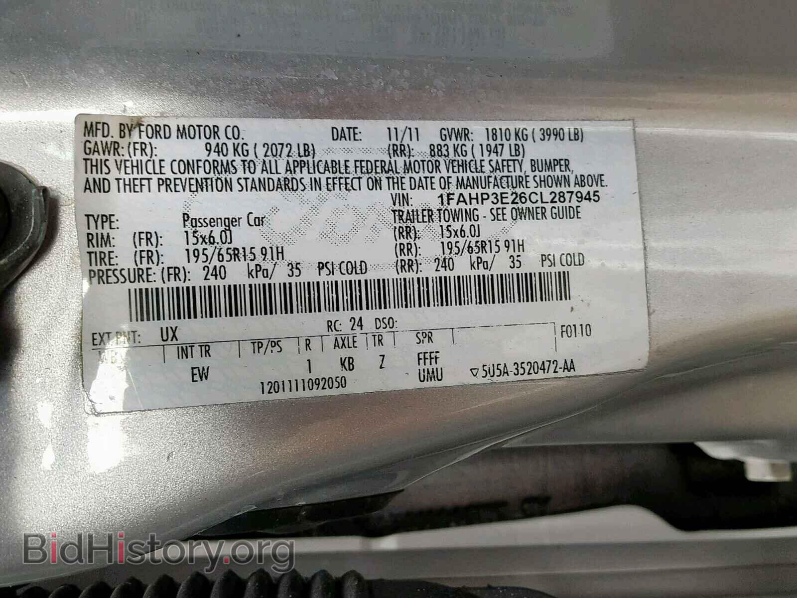 2012 FORD FOCUS - VIN: 1FAHP3E26CL287945 - Фото 10