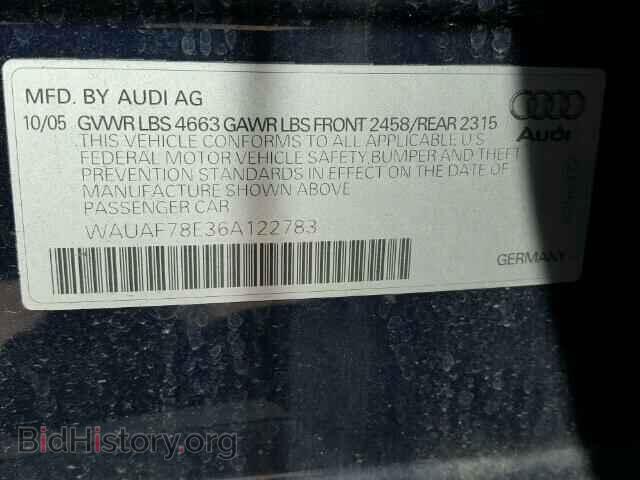2006 AUDI A4 - VIN: WAUAF78E36A122783 - Фото 10