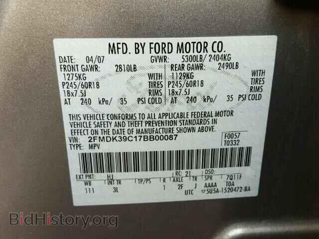 2007 FORD EDGE - VIN: 2FMDK39C17BB00087 - Photo 10