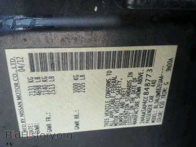 2012 NISSAN MAXIMA - VIN: 1N4AA5AP4CC848773 - Фото 10