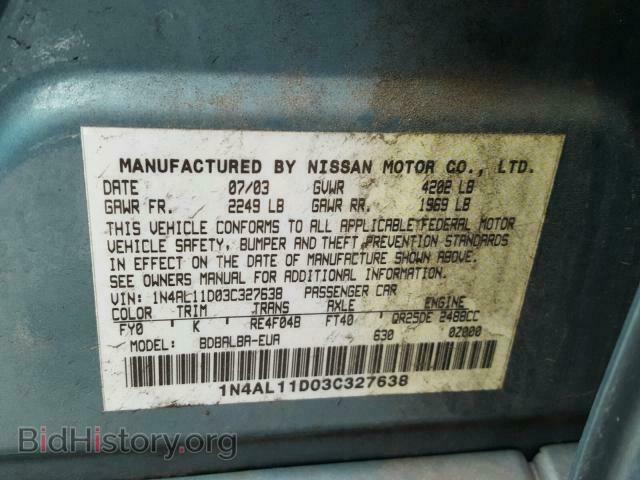 2003 NISSAN ALTIMA BAS - VIN: 1N4AL11D03C327638 - Фото 10