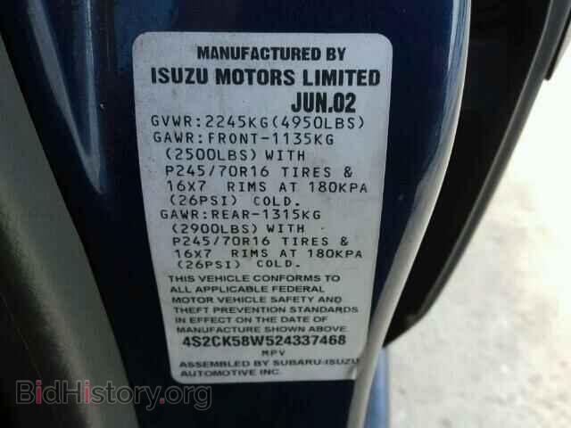 2002 ISUZU RODEO - VIN: 4S2CK58W524337468 - Фото 10