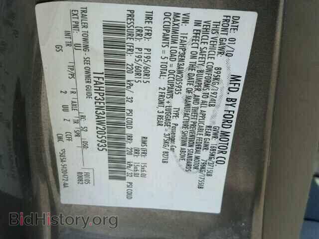 2010 FORD FOCUS - VIN: 1FAHP3EN3AW205935 - Фото 10