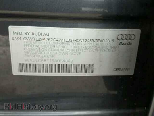 2005 AUDI A4 - VIN: WAULC68E15A054848 - Фото 10