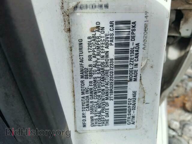 2003 TOYOTA COROLLA - VIN: 2T1BR32E23C072336 - Фото 10