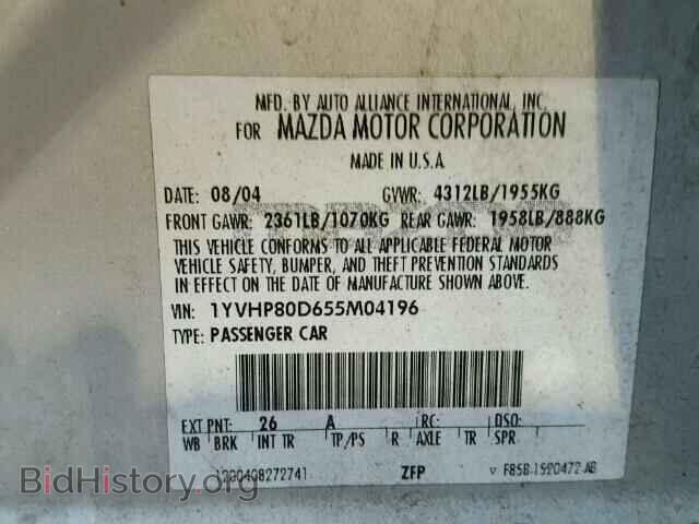 2005 MAZDA 6 - VIN: 1YVHP80D655M04196 - Photo 10