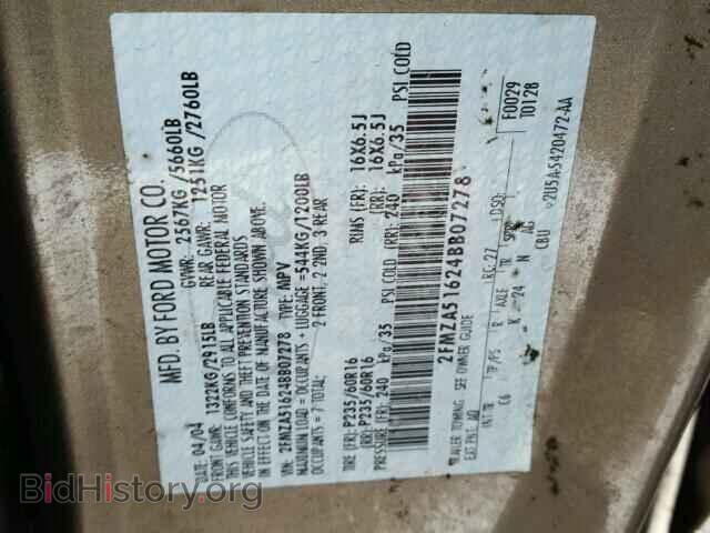 2004 FORD FREESTAR - VIN: 2FMZA51624BB07278 - Фото 10