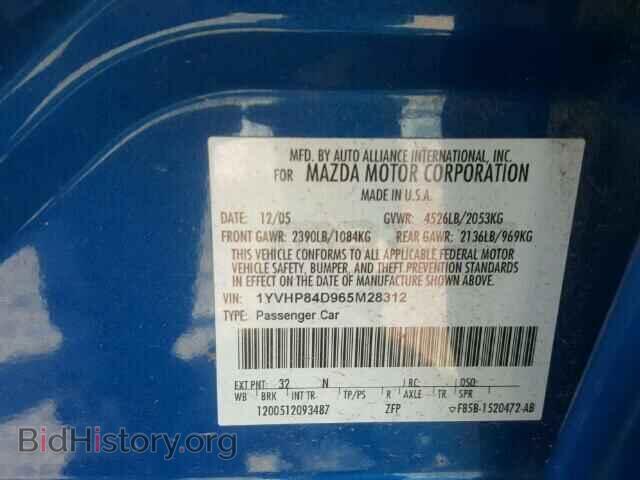 2006 MAZDA 6 - VIN: 1YVHP84D965M28312 - Фото 10