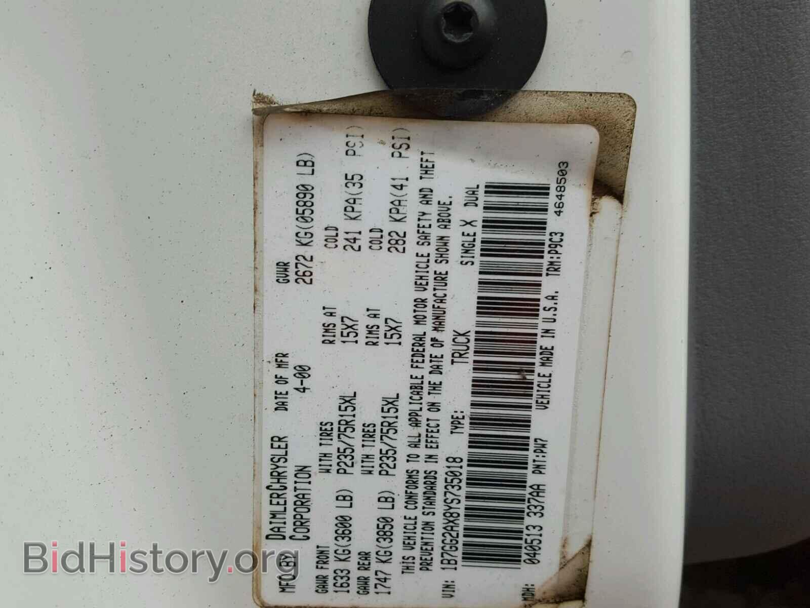 2000 DODGE DAKOTA - VIN: 1B7GG2AX8YS735018 - Фото 10