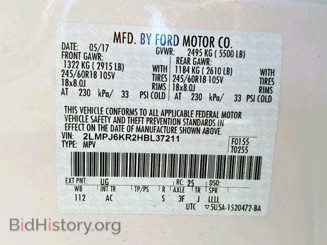 2017 LINCOLN MKX SELECT - VIN: 2LMPJ6KR2HBL37211 - Фото 10