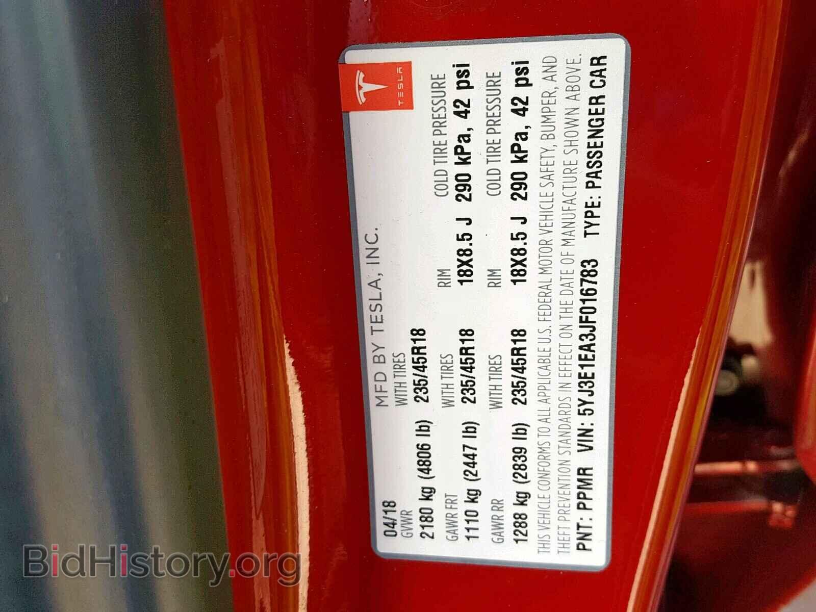 2018 TESLA MODEL 3 - VIN: 5YJ3E1EA3JF016783 - Photo 10