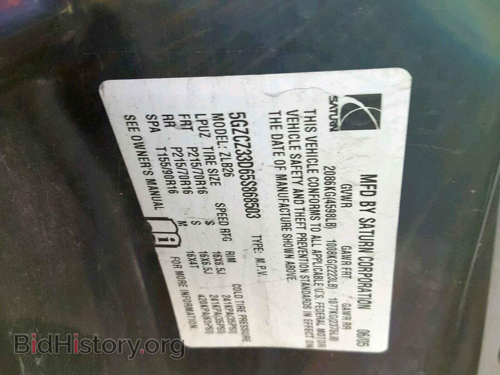 2005 SATURN VUE - VIN: 5GZCZ33D65S868503 - Фото 10