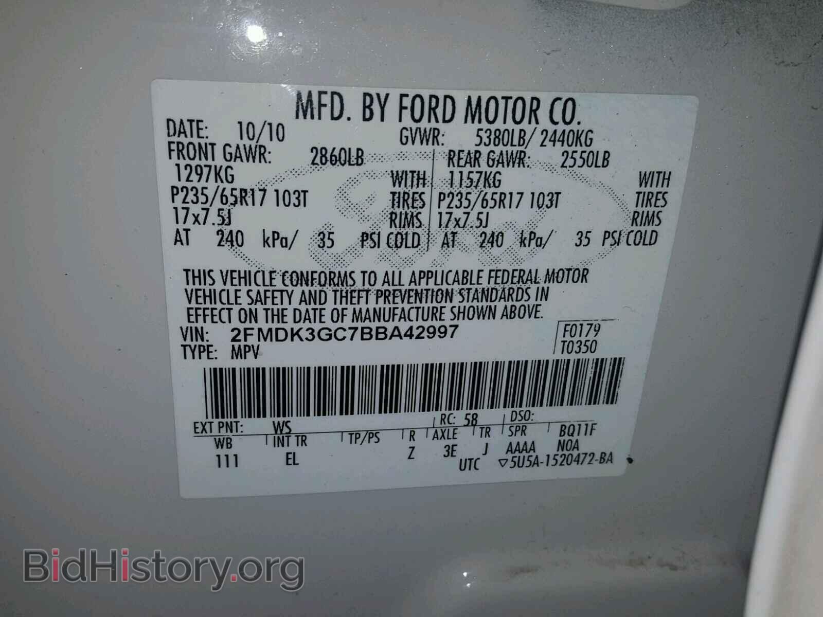 2011 FORD EDGE - VIN: 2FMDK3GC7BBA42997 - Photo 10