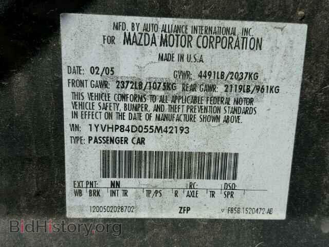 2005 MAZDA 6 - VIN: 1YVHP84D055M42193 - Фото 10