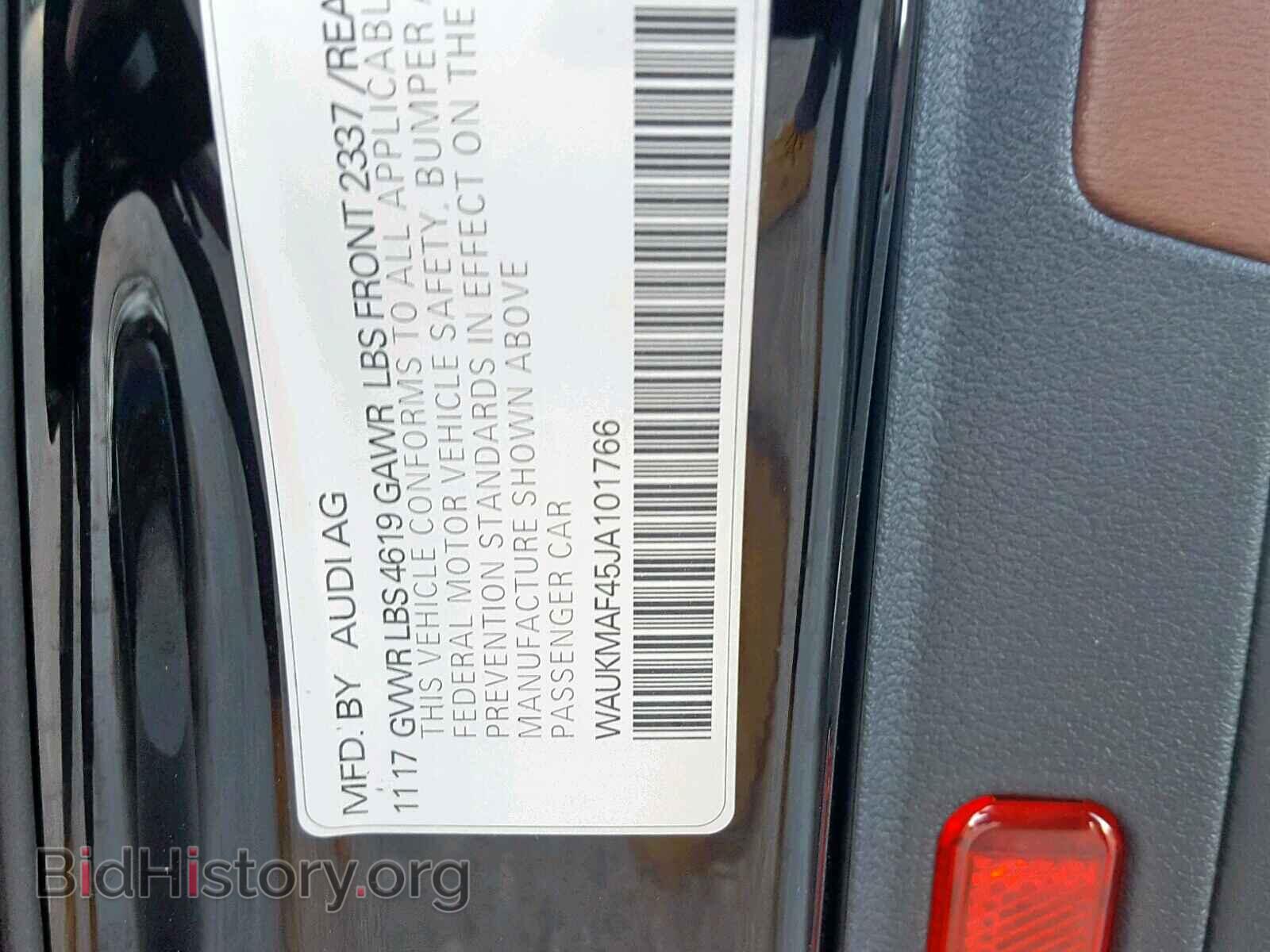 2018 AUDI A4 - VIN: WAUKMAF45JA101766 - Фото 10