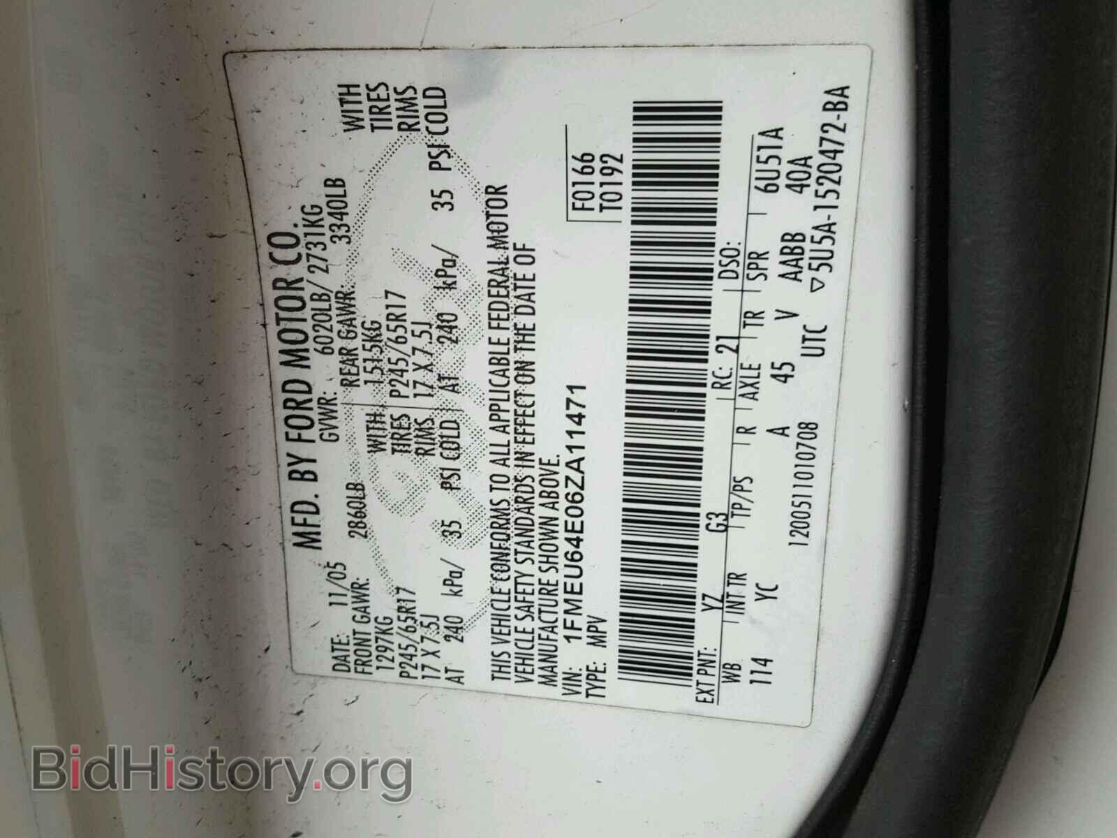 2006 FORD EXPLORER - VIN: 1FMEU64E06ZA11471 - Photo 10