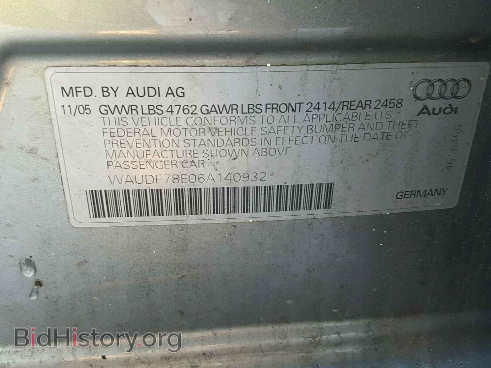 2006 AUDI A4 - VIN: WAUDF78E06A140932 - Photo 10