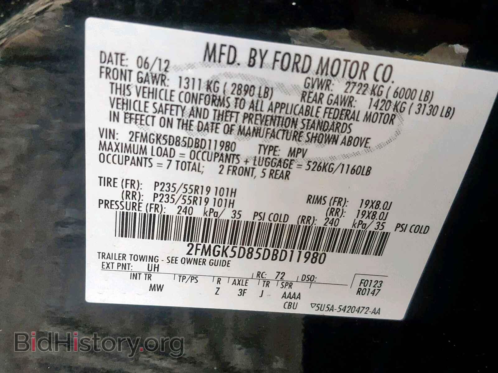 2013 FORD FLEX LIMIT - VIN: 2FMGK5D85DBD11980 - Фото 10