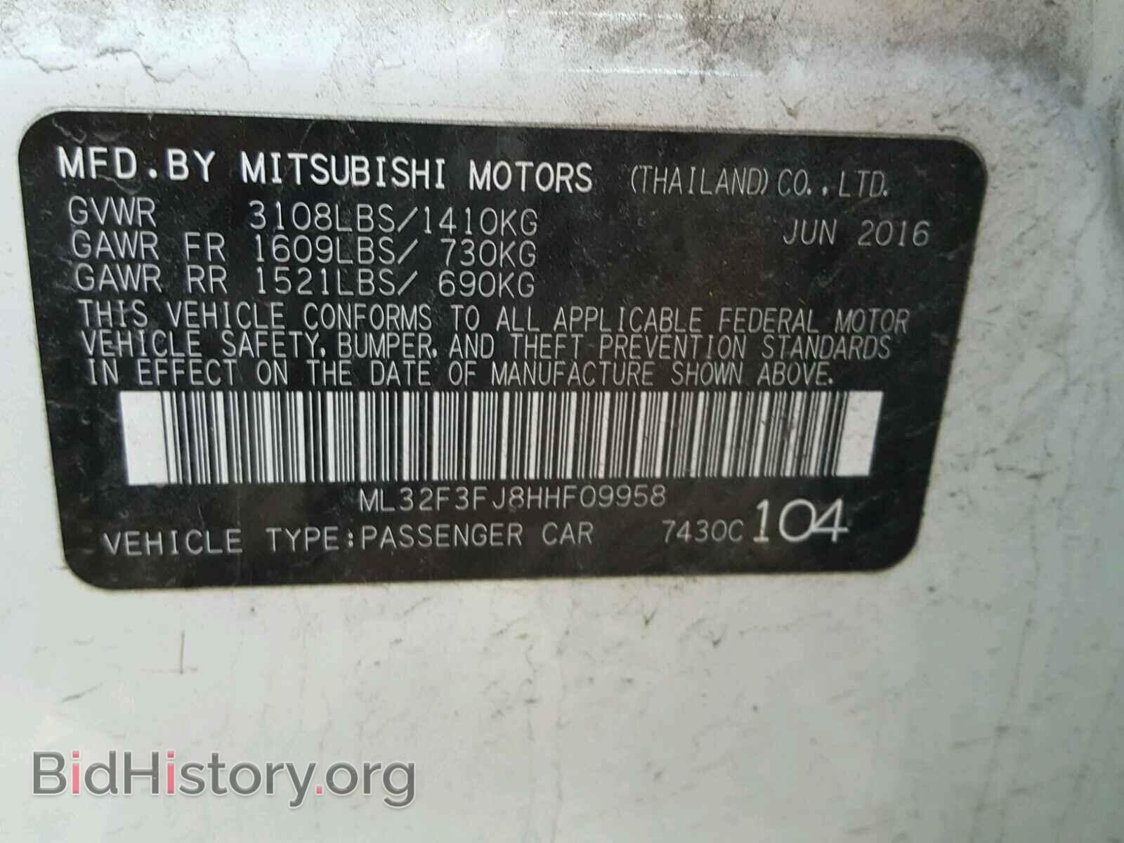 2017 MITSUBISHI MIRAGE - VIN: ML32F3FJ8HHF09958 - Фото 10
